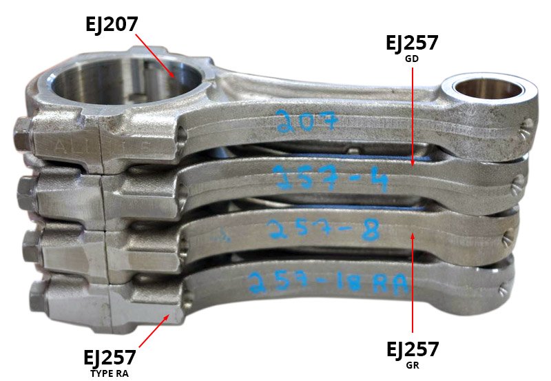 Type RA vs. STI vs. JDM STI Rods - Side Profile